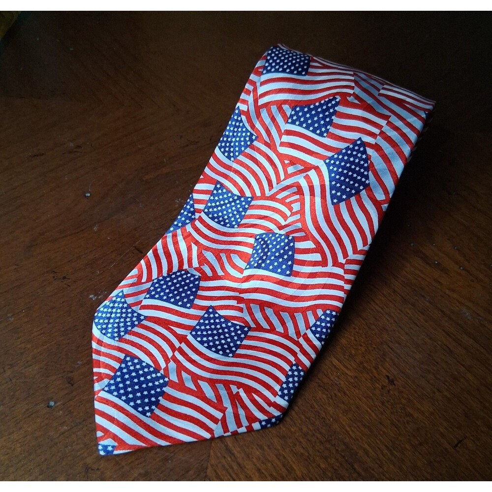 Steven Harris Handmade American‎ Flag Patriotic 100% Polyester Men's Necktie